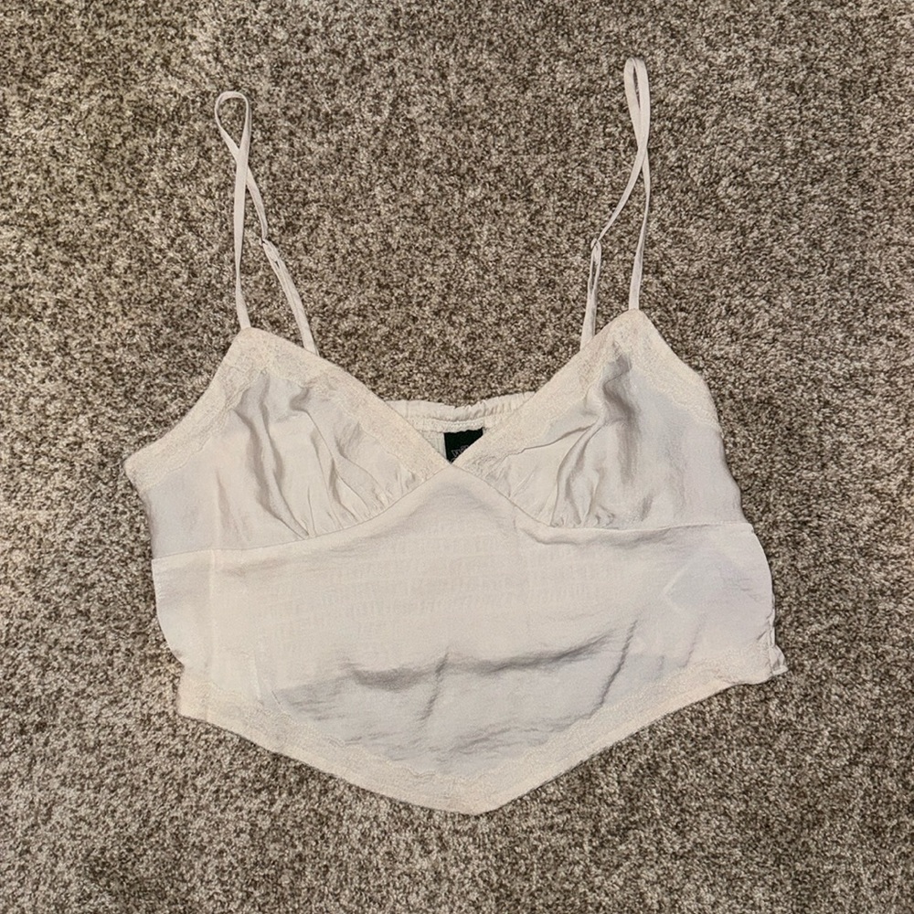 Lace silk cropped tank